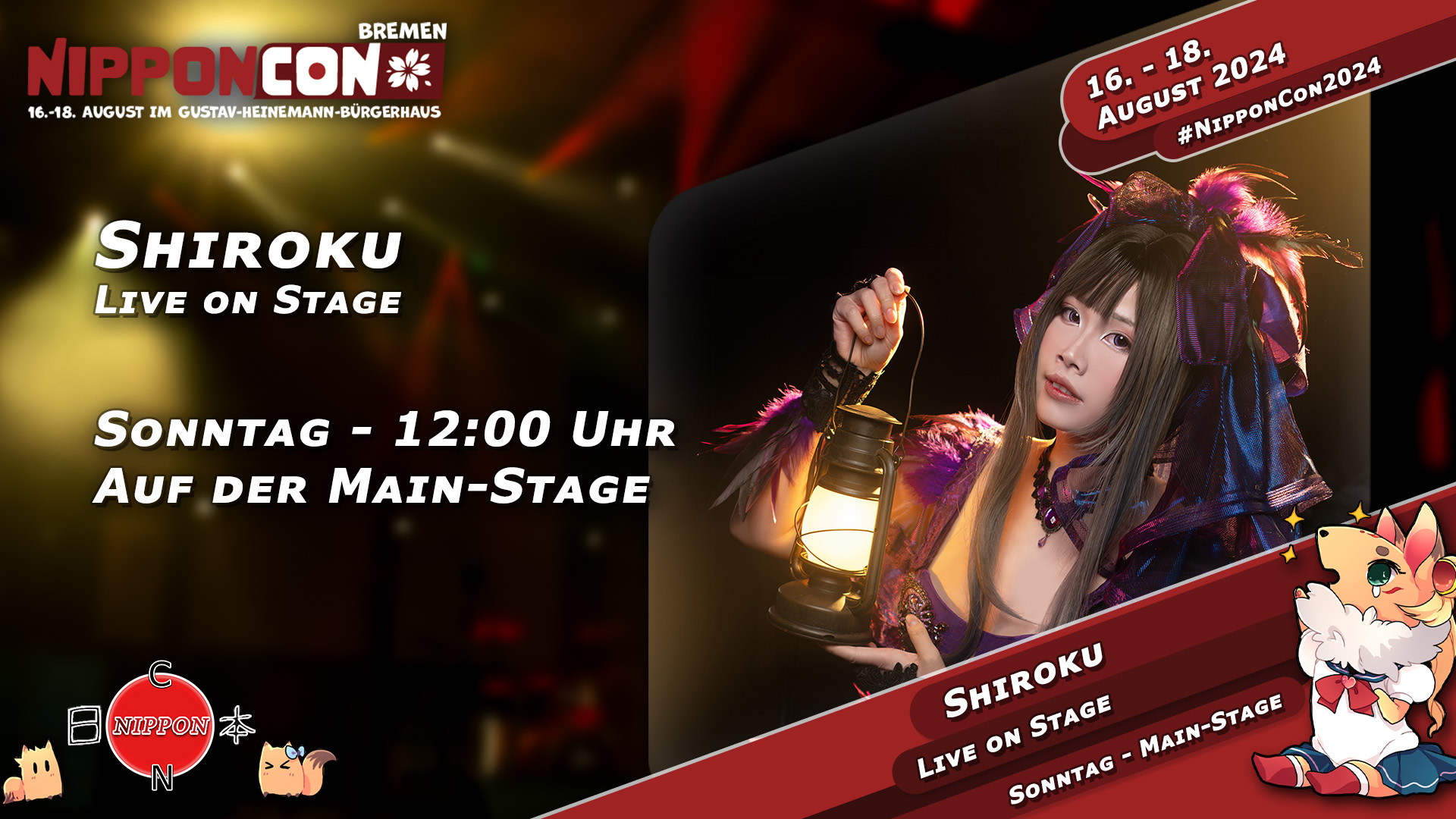 Shiroku. Live on Stage. Am Sonntag um 12:00 Uhr auf der Mainstage. 