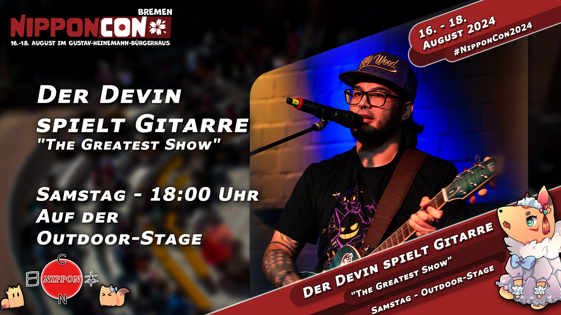 Der Devin spielt Gitarre. The Greatest Show. Am Samstag um 18:00 Uhr auf der Outdoor-Stage. 