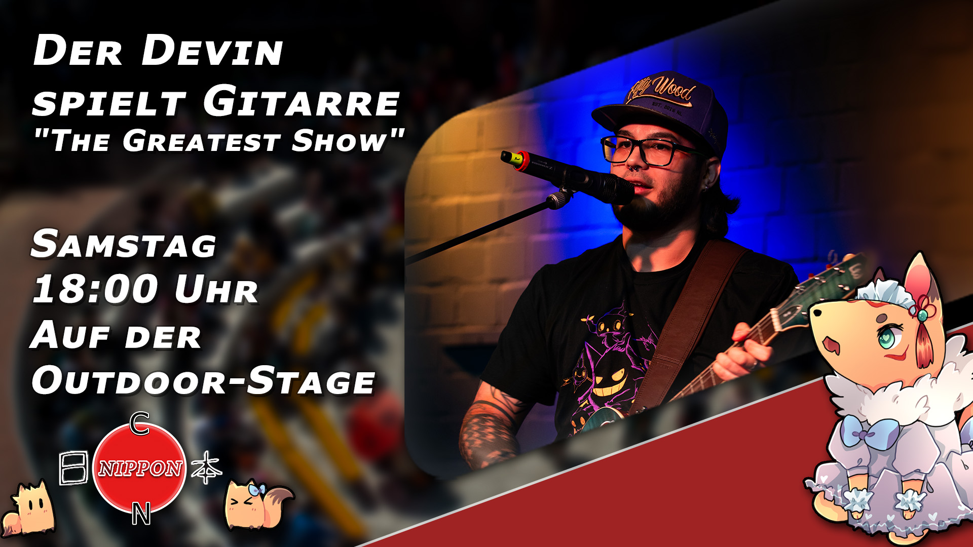 Der Devin spielt Gitarre. The Greatest Show. Am Samstag um 18:00 Uhr auf der Outdoor-Stage. 