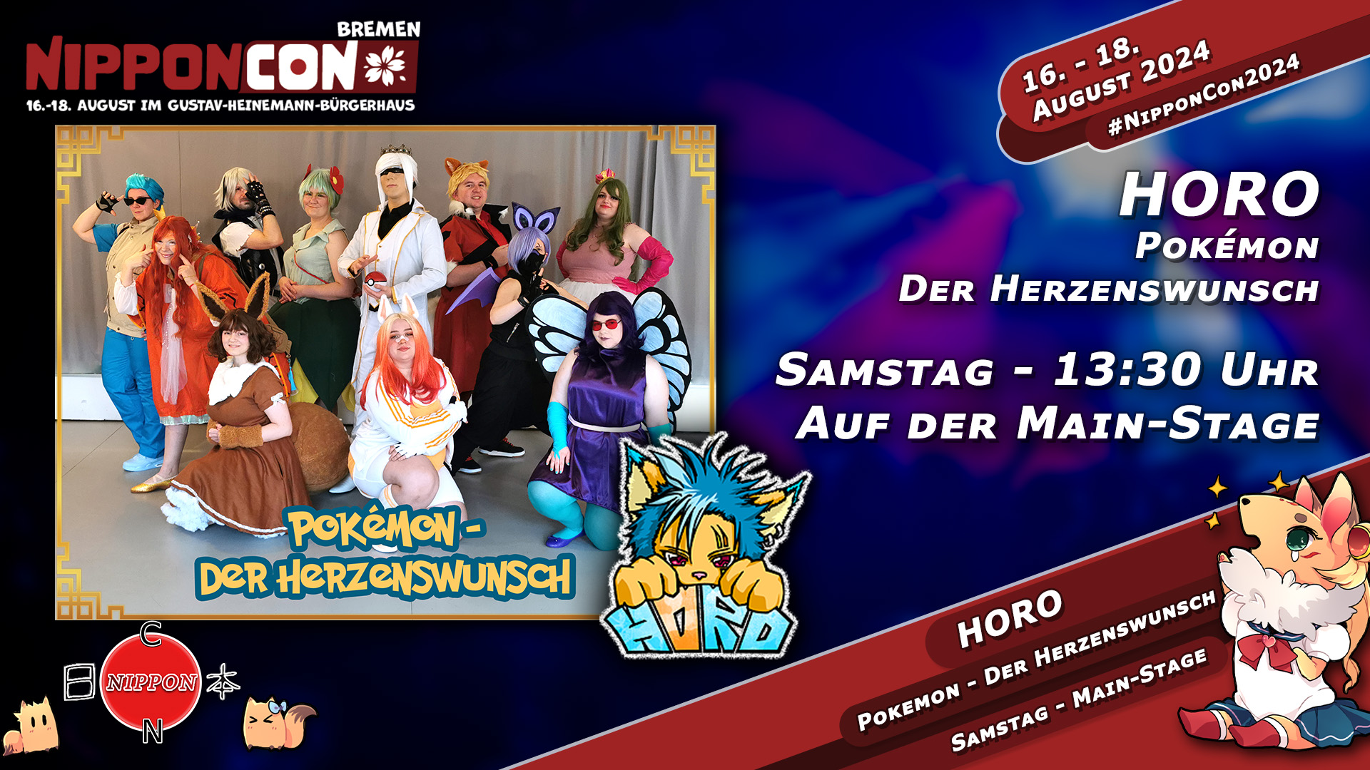 Die Showgruppe HORO mit ihrem Stück "Pokémon - Der Herzenswunsch". Am Samstag um 13:30 Uhr auf der Main-Stage. 